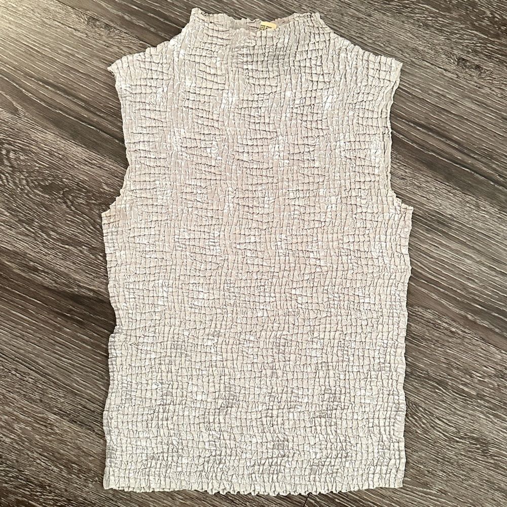 Cache Vintage High Neck Crinkle Scrunch Top